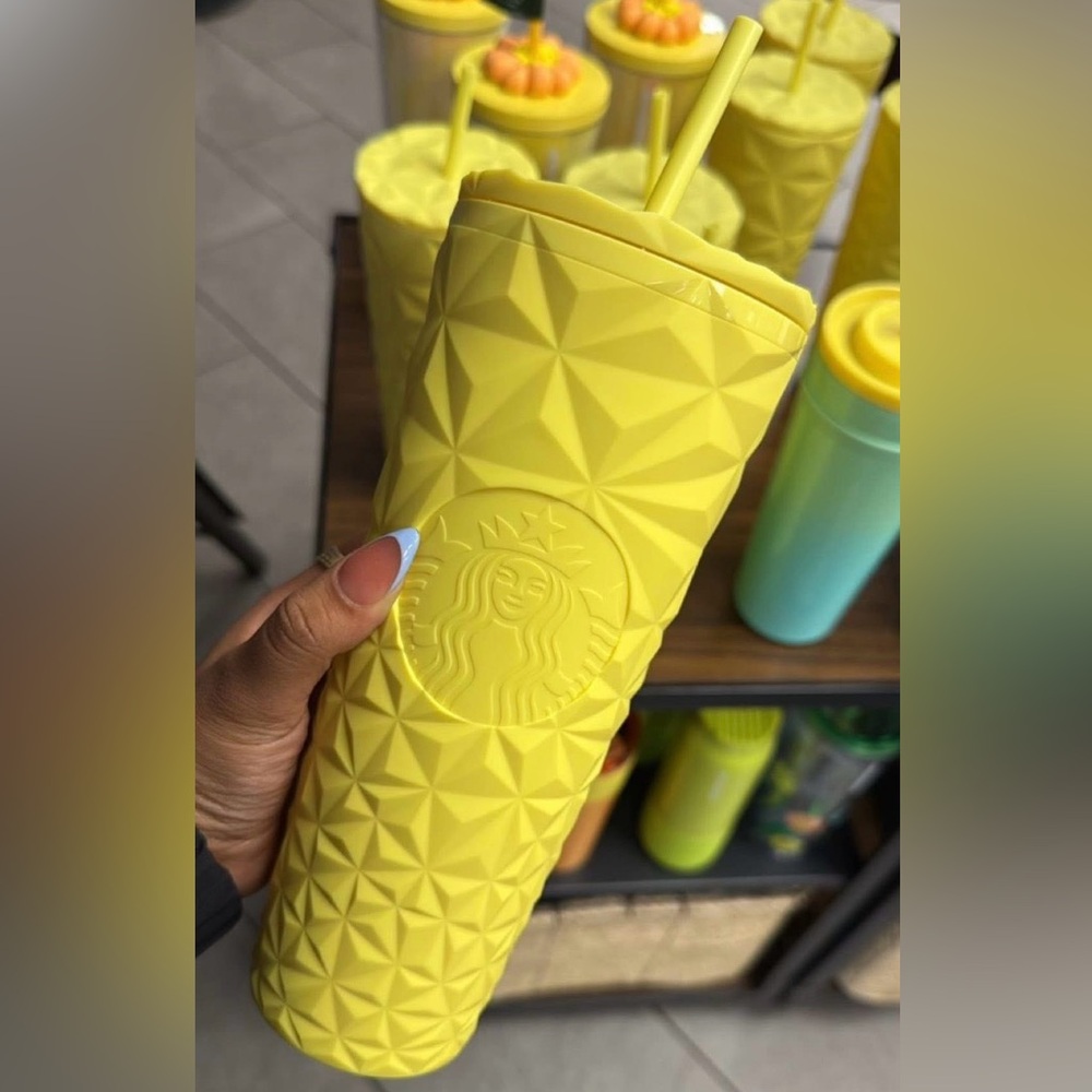 Starbucks Geometric Yellow Tumbler with Straw